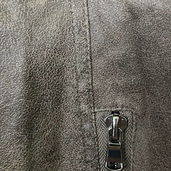 Elan Women's Brown Faux Leather Jacket Drape Collar Wrap Jacket Size Medium - Picture 9 of 9